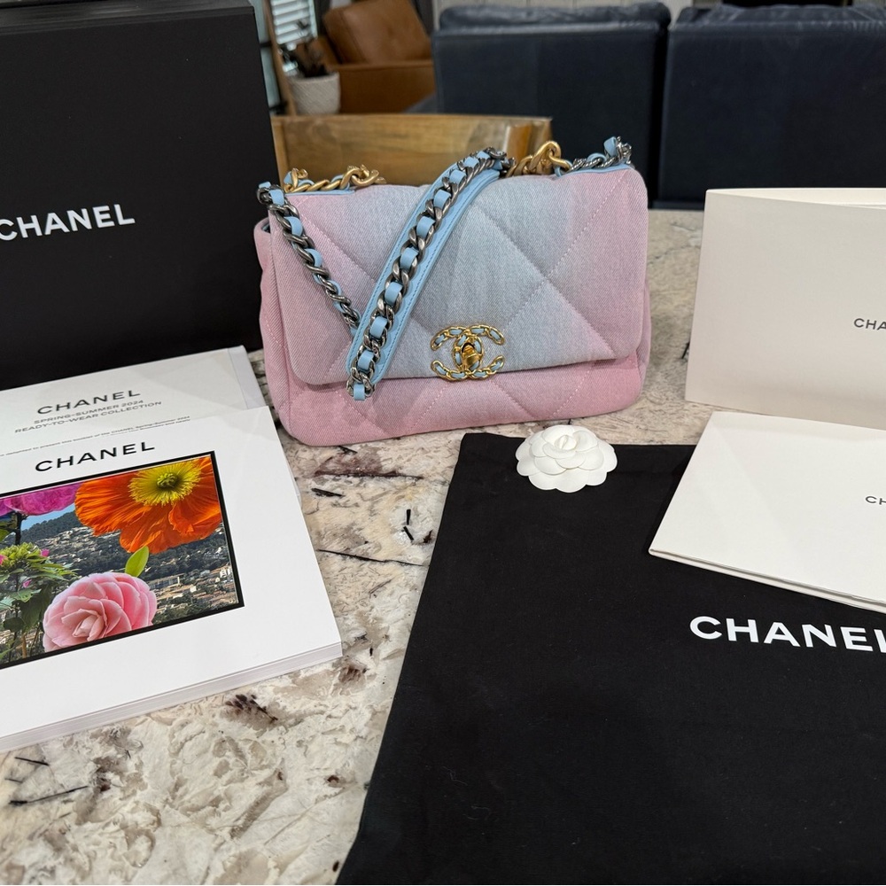 Chanel Pastel Pink and Blue Quilted Shoulder Bag